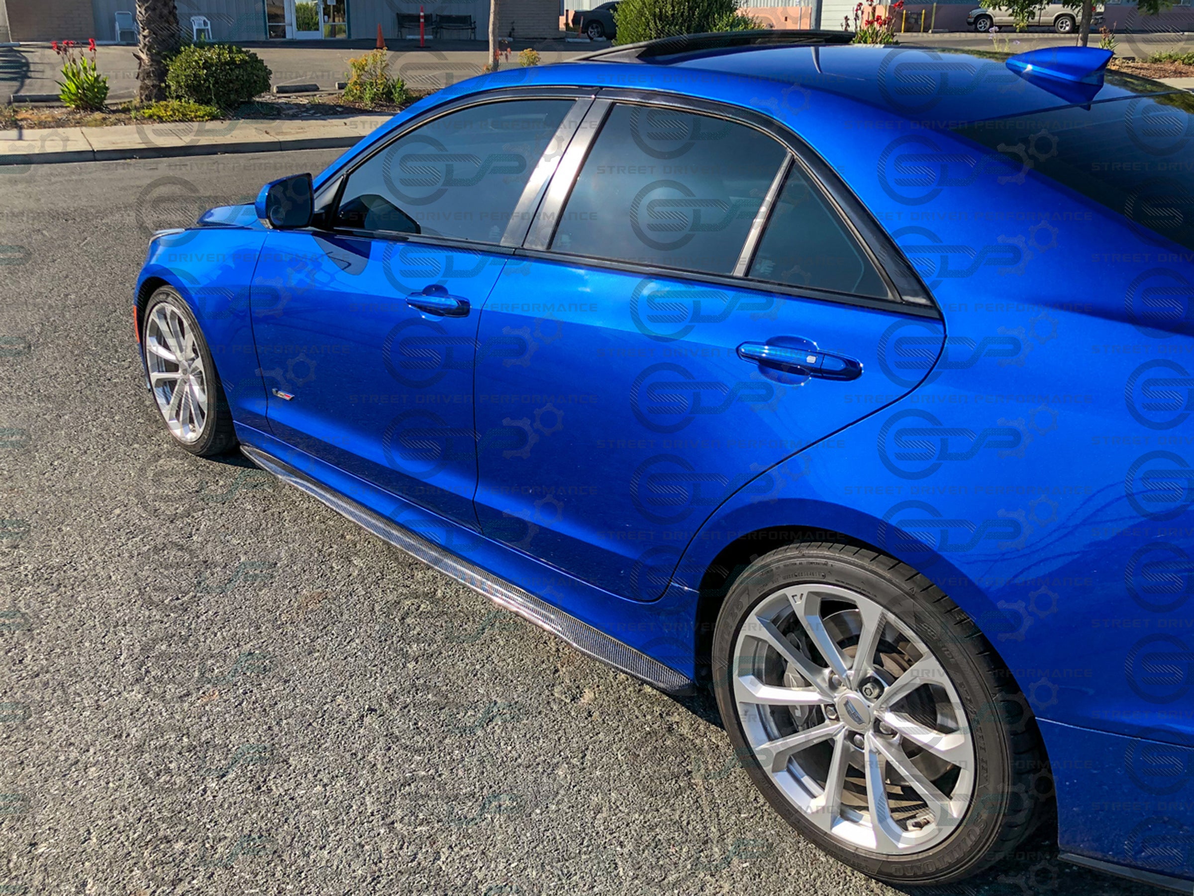 2016-2019 CADILLAC ATS-V CARBON FIBER FRONT SPLITTER & SIDE SKIRTS ROCKER PANELS GROUND EFFECTS